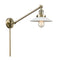 Halophane Swing Arm shown in the Antique Brass finish with a Matte White Halophane shade