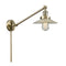 Halophane Swing Arm shown in the Antique Brass finish with a Clear Halophane shade