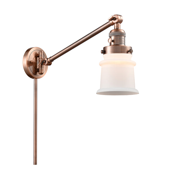 Canton Swing Arm shown in the Antique Copper finish with a Matte White shade