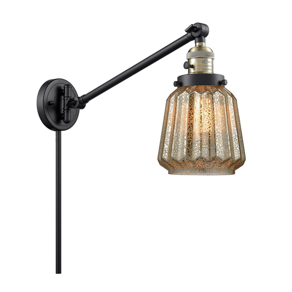 Chatham Swing Arm shown in the Black Antique Brass finish with a Mercury shade