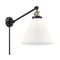 Cone Swing Arm shown in the Black Antique Brass finish with a Matte White shade