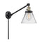 Cone Swing Arm shown in the Black Antique Brass finish with a Clear shade