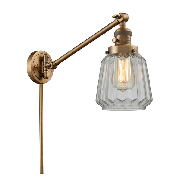 Chatham Swing Arm shown in the Brushed Brass finish with a Clear shade