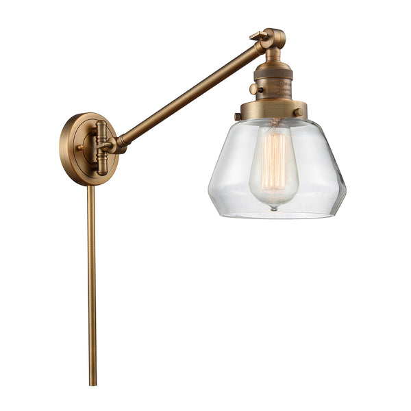 Fulton Swing Arm shown in the Brushed Brass finish with a Clear shade