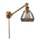 Fulton Swing Arm shown in the Brushed Brass finish with a Plated Smoke shade