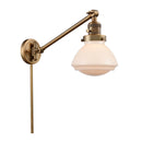 Olean Swing Arm shown in the Brushed Brass finish with a Matte White shade
