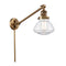 Olean Swing Arm shown in the Brushed Brass finish with a Clear shade