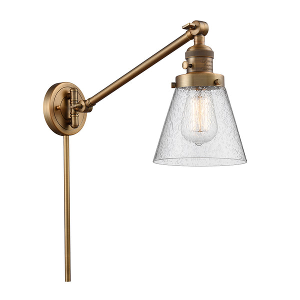 Cone Swing Arm shown in the Brushed Brass finish with a Seedy shade