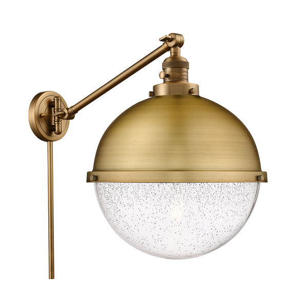 Hampden Swing Arm shown in the Brushed Brass finish with a Seedy shade
