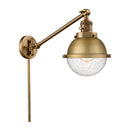 Hampden Swing Arm shown in the Brushed Brass finish with a Seedy shade