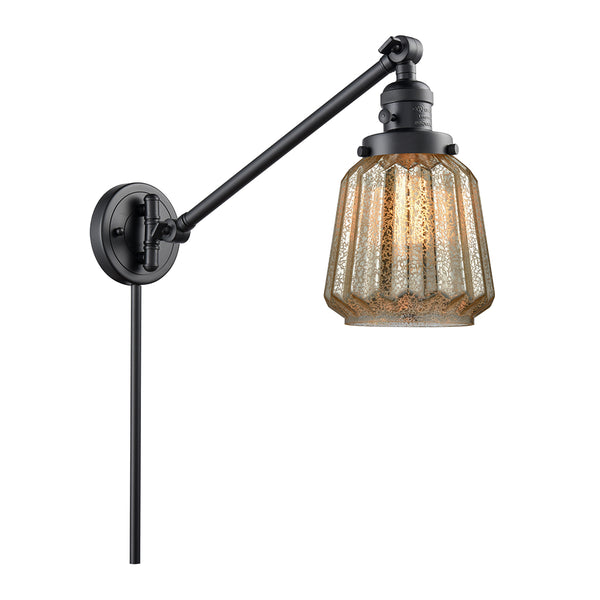 Chatham Swing Arm shown in the Matte Black finish with a Mercury shade