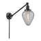 Geneseo Swing Arm shown in the Matte Black finish with a Clear Crackled shade