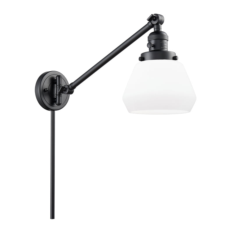 Fulton Swing Arm shown in the Matte Black finish with a Matte White shade