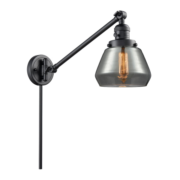 Fulton Swing Arm shown in the Matte Black finish with a Plated Smoke shade
