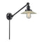 Halophane Swing Arm shown in the Matte Black finish with a Clear Halophane shade