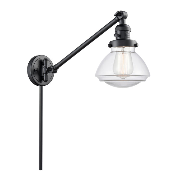 Olean Swing Arm shown in the Matte Black finish with a Clear shade