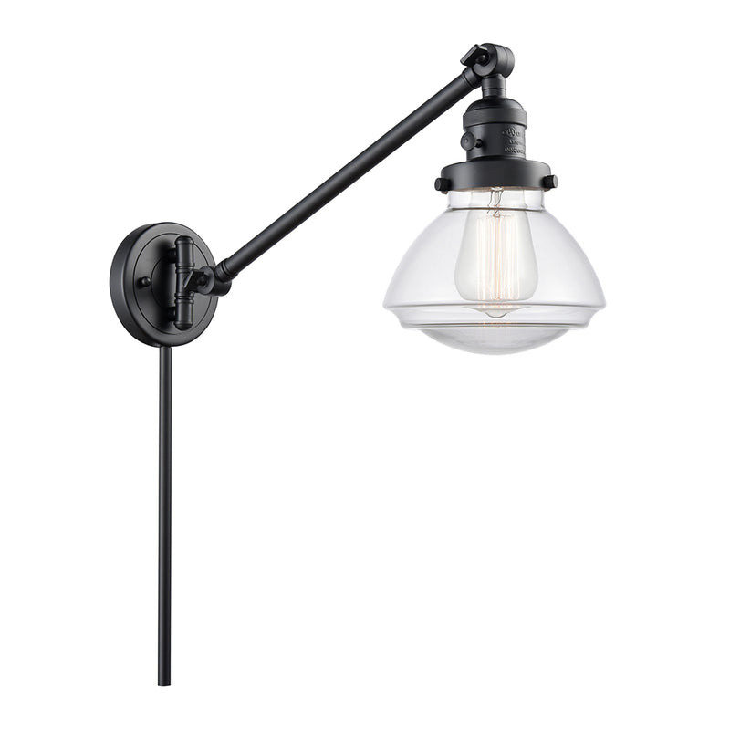 Olean Swing Arm shown in the Matte Black finish with a Clear shade
