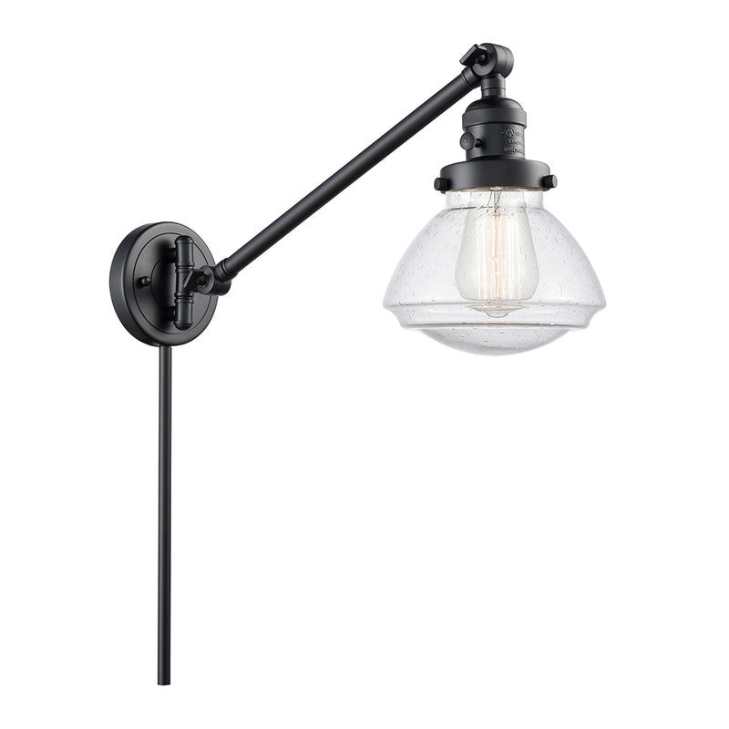 Olean Swing Arm shown in the Matte Black finish with a Seedy shade