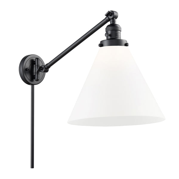 Cone Swing Arm shown in the Matte Black finish with a Matte White shade