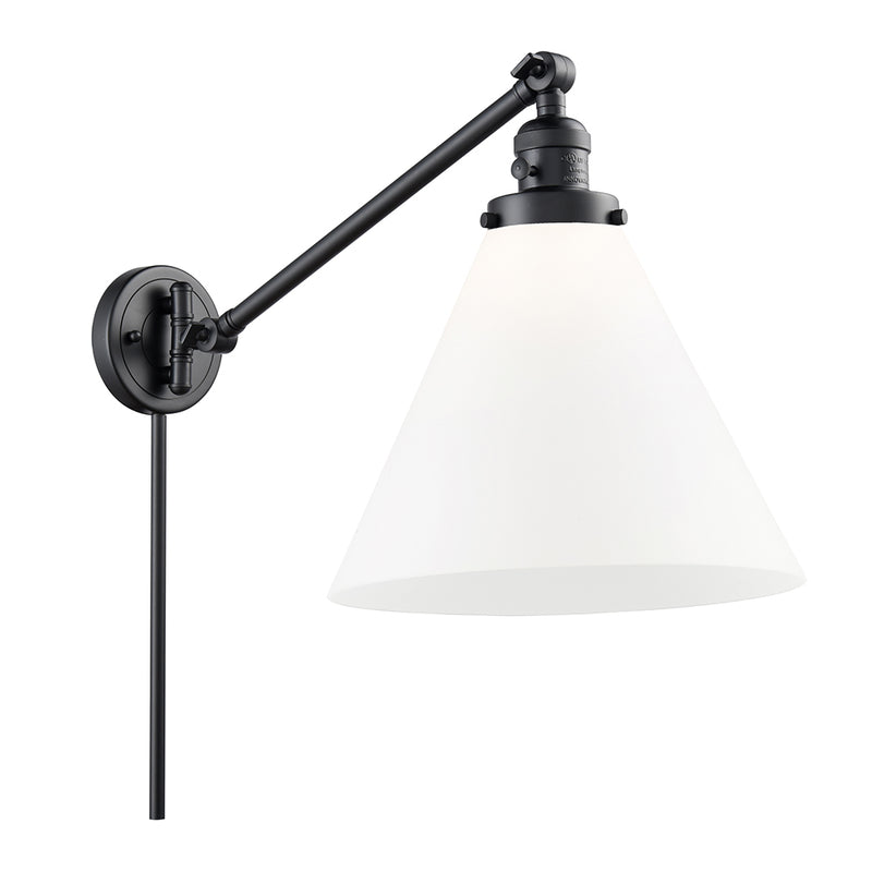Cone Swing Arm shown in the Matte Black finish with a Matte White shade