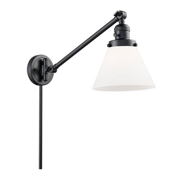 Cone Swing Arm shown in the Matte Black finish with a Matte White shade