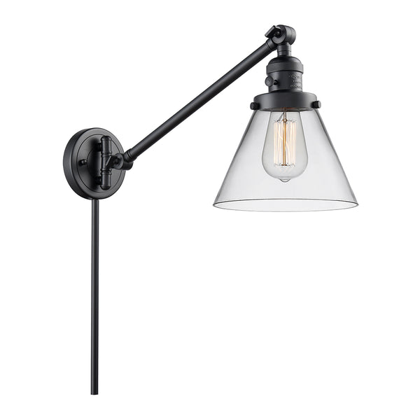 Cone Swing Arm shown in the Matte Black finish with a Clear shade