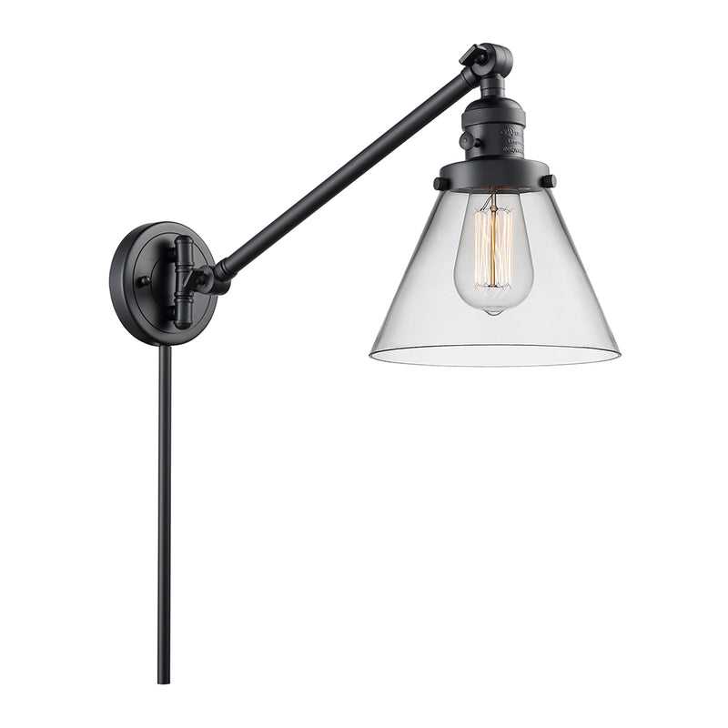 Cone Swing Arm shown in the Matte Black finish with a Clear shade
