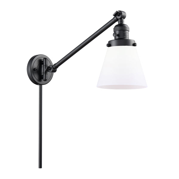 Cone Swing Arm shown in the Matte Black finish with a Matte White shade