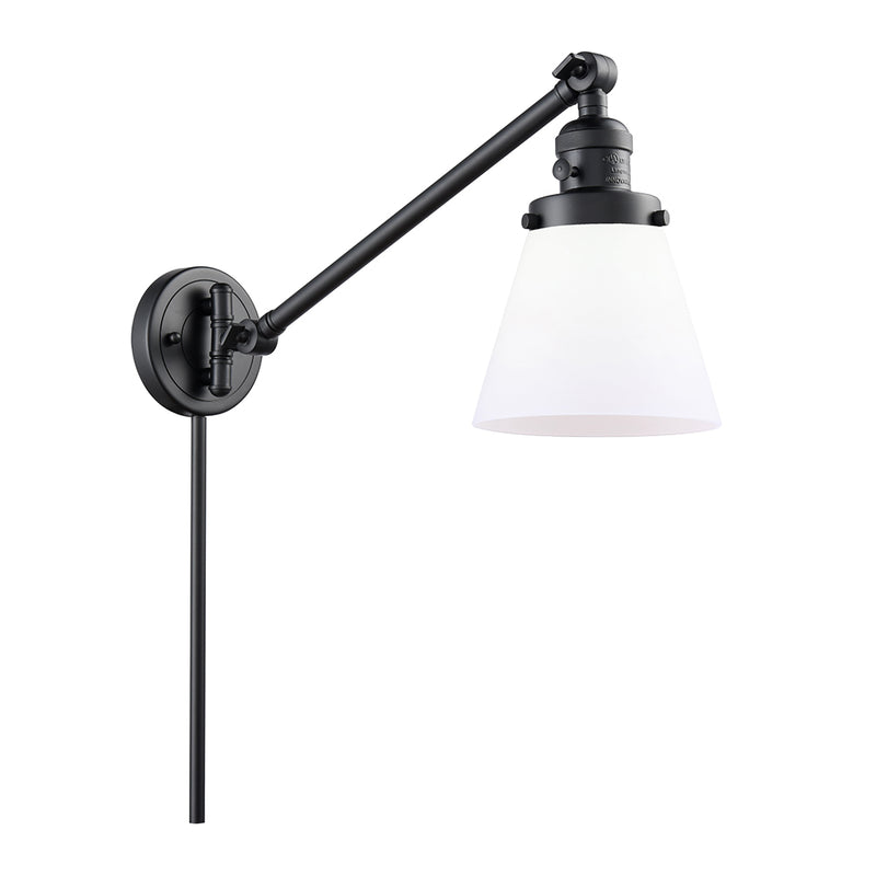 Cone Swing Arm shown in the Matte Black finish with a Matte White shade