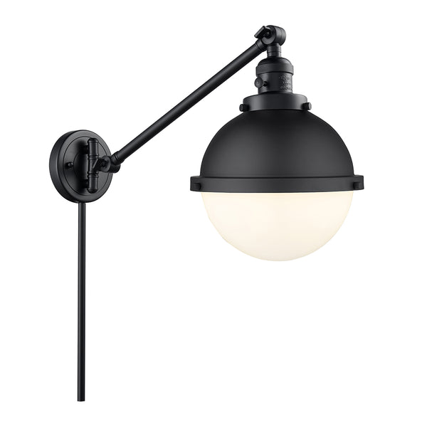 Hampden Swing Arm shown in the Matte Black finish with a Matte White shade