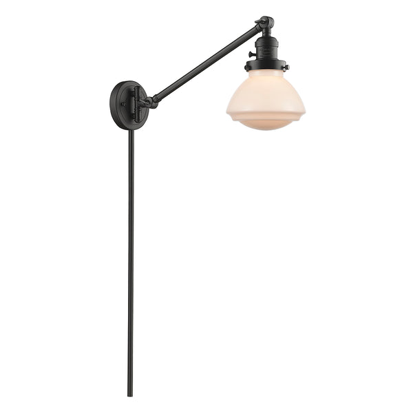 Olean Swing Arm shown in the Oil Rubbed Bronze finish with a Matte White shade
