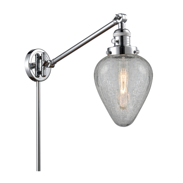 Geneseo Swing Arm shown in the Polished Chrome finish with a Clear Crackled shade