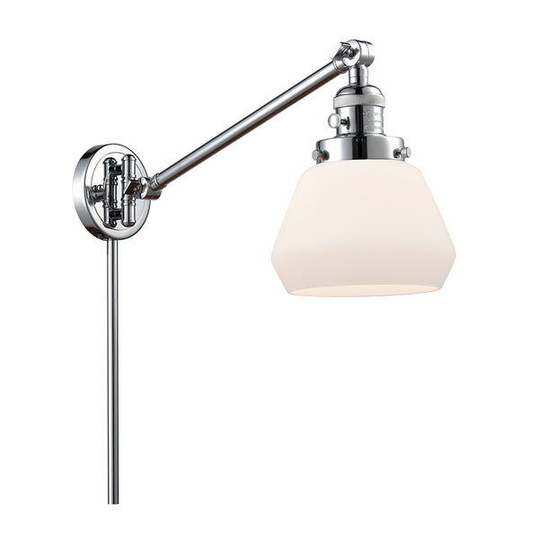 Fulton Swing Arm shown in the Polished Chrome finish with a Matte White shade