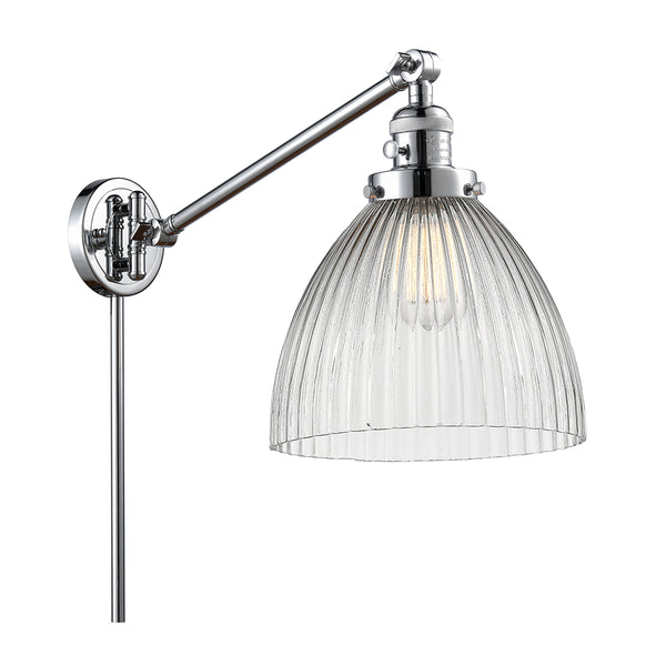 Seneca Falls Swing Arm shown in the Polished Chrome finish with a Clear Halophane shade