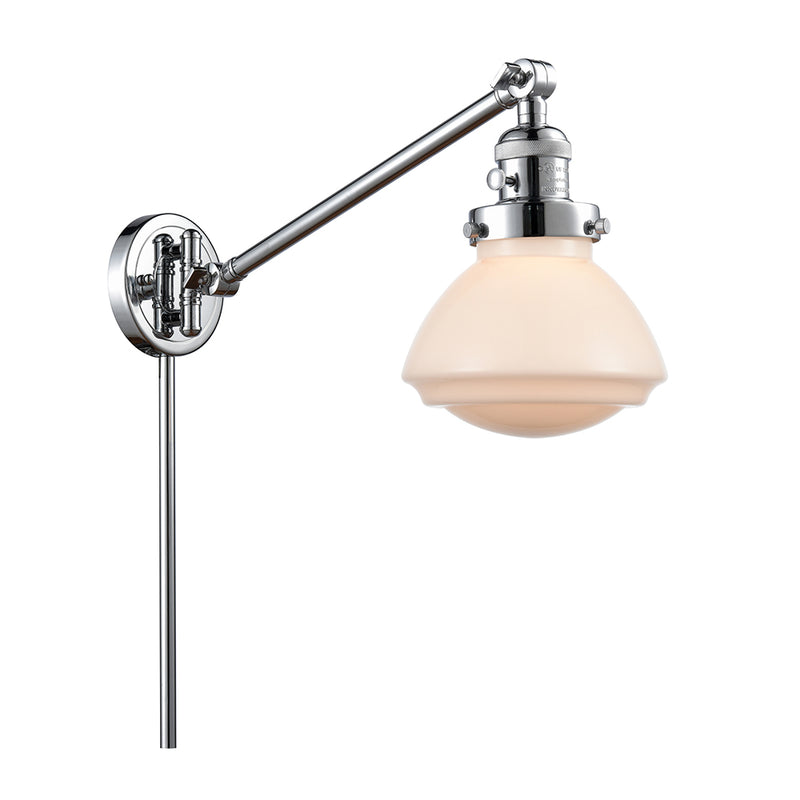 Olean Swing Arm shown in the Polished Chrome finish with a Matte White shade