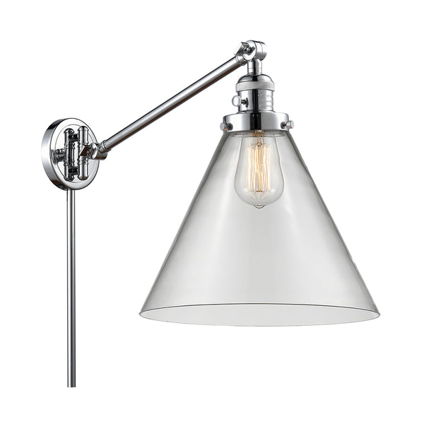 Cone Swing Arm shown in the Polished Chrome finish with a Clear shade