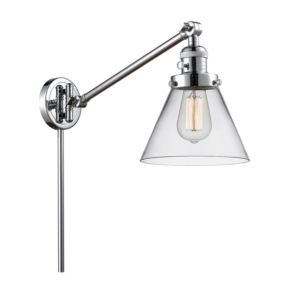 Cone Swing Arm shown in the Polished Chrome finish with a Clear shade