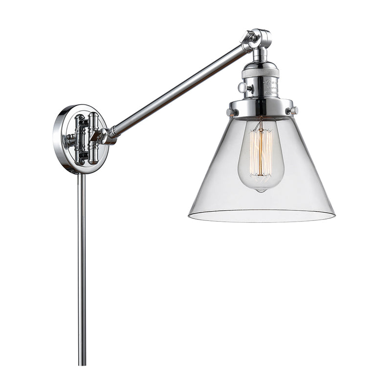 Cone Swing Arm shown in the Polished Chrome finish with a Clear shade