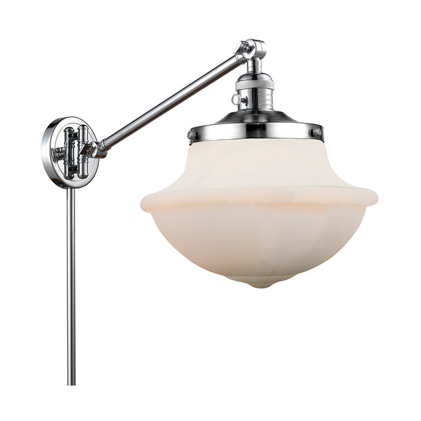 Oxford Swing Arm shown in the Polished Chrome finish with a Matte White shade