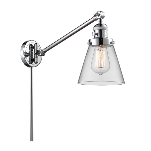 Cone Swing Arm shown in the Polished Chrome finish with a Clear shade