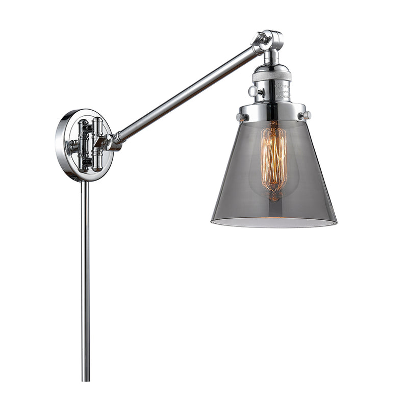 Cone Swing Arm shown in the Polished Chrome finish with a Plated Smoke shade