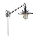 Railroad Swing Arm shown in the Polished Chrome finish with a Polished Chrome shade