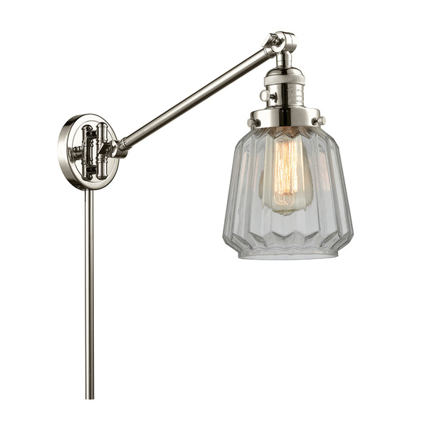 Chatham Swing Arm shown in the Polished Nickel finish with a Clear shade