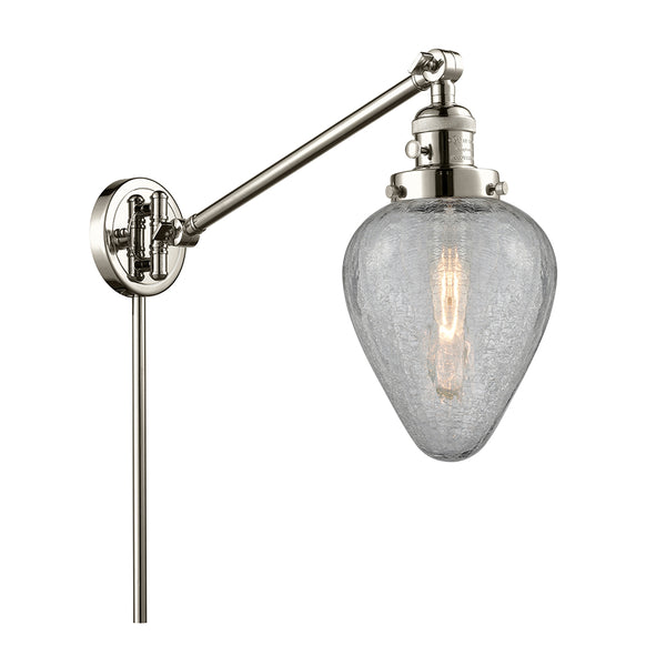 Geneseo Swing Arm shown in the Polished Nickel finish with a Clear Crackled shade