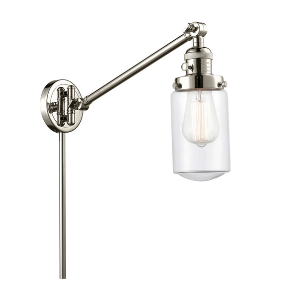 Dover Swing Arm shown in the Polished Nickel finish with a Clear shade