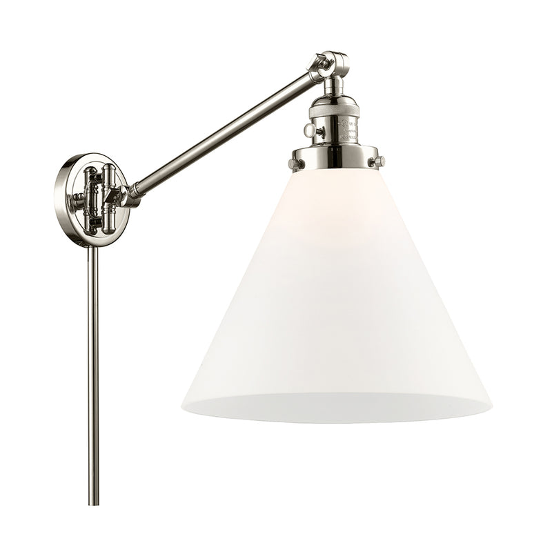 Cone Swing Arm shown in the Polished Nickel finish with a Matte White shade