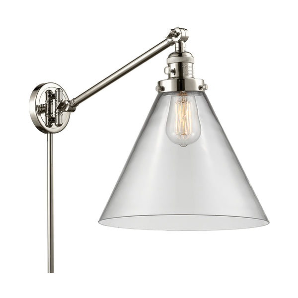 Cone Swing Arm shown in the Polished Nickel finish with a Clear shade