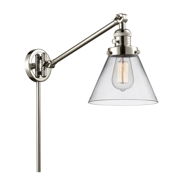 Cone Swing Arm shown in the Polished Nickel finish with a Clear shade