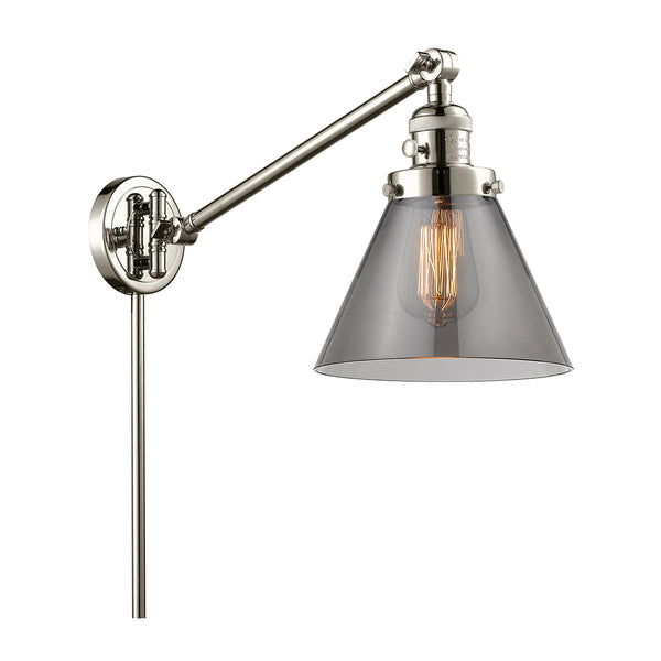Cone Swing Arm shown in the Polished Nickel finish with a Plated Smoke shade