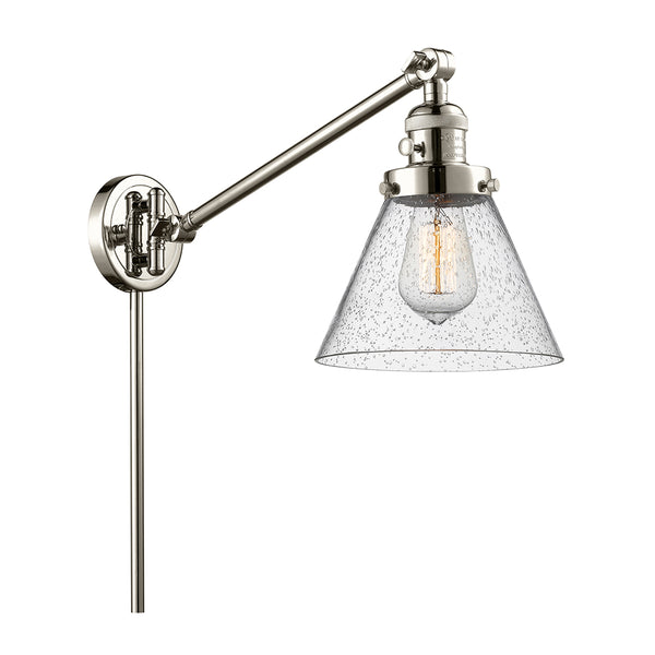 Cone Swing Arm shown in the Polished Nickel finish with a Seedy shade